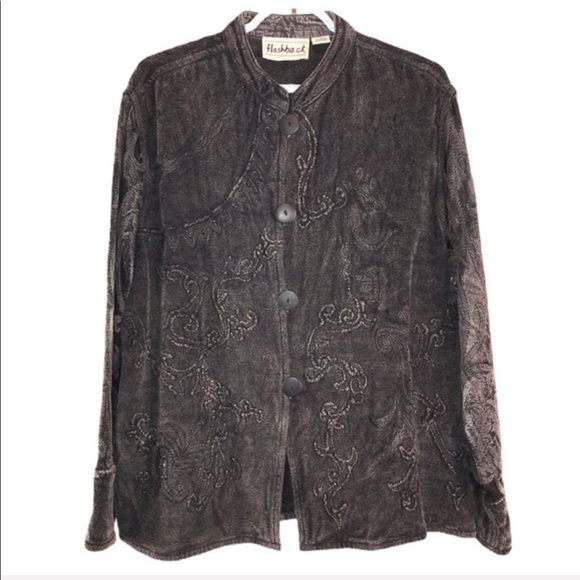 Flashback Gray Mixed Embroidered Jacket, Size L - Picture 10 of 10